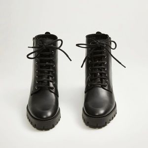 Mango lace up leather boots
